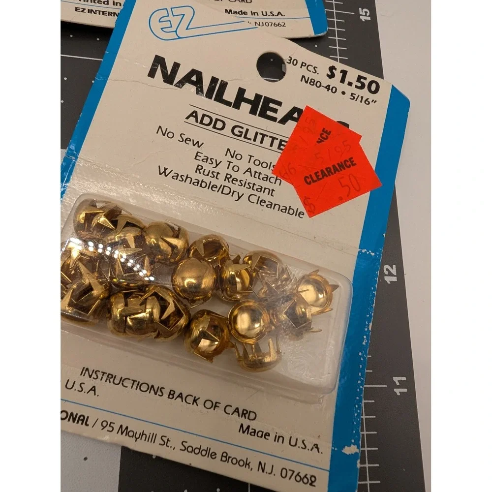 Ez Nailheads stars shapes copper silver gold tones lot 9 some sealed vtg